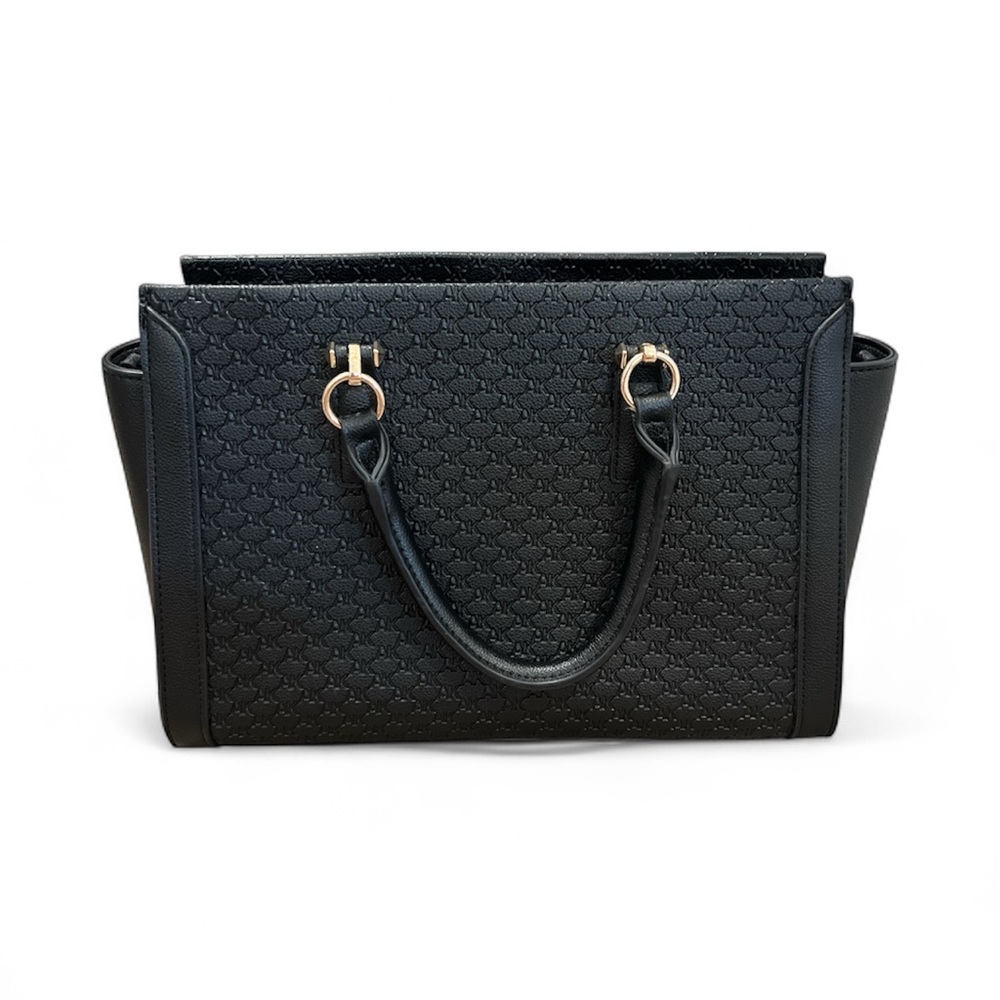 Anne Klein Black Textured Satchel - Picture 3 of 6